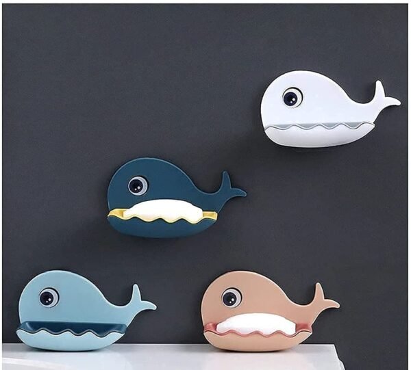 Soap Dish Holder, Fish Design Multicolor for Bathroom Kitchen Sink Magic Stickers Wall Mounted (Pack of 2 Pcs) - Image 3
