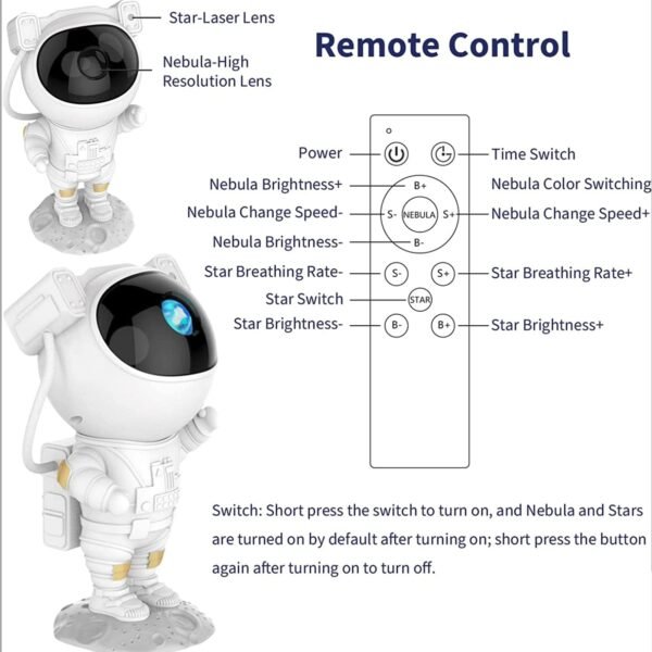 Astronaut Starry Projector 360° Adjustable Galaxy Space Projector Light with Remote Control - Image 5