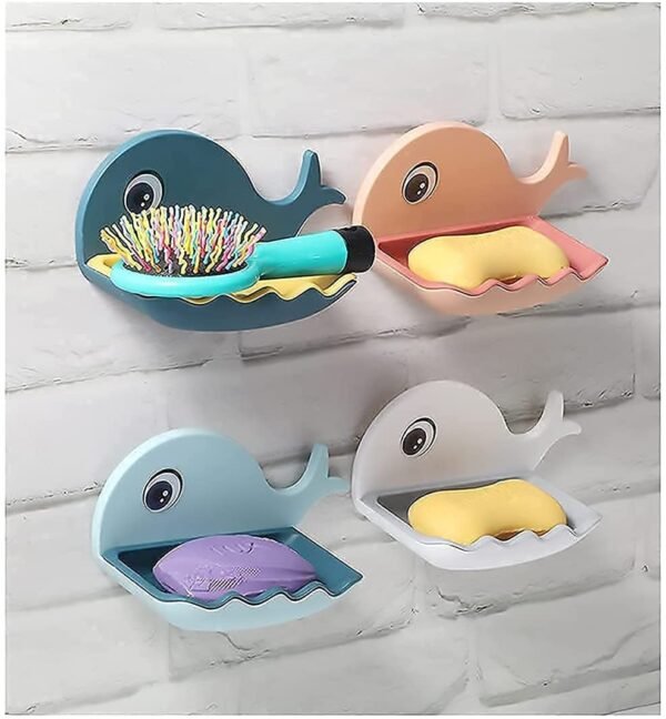 Soap Dish Holder, Fish Design Multicolor for Bathroom Kitchen Sink Magic Stickers Wall Mounted (Pack of 2 Pcs) - Image 5