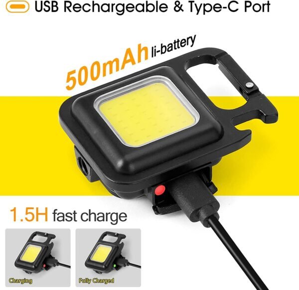 LED Battery Operated Keychain Flashlight with Folding Bracket Bottle Opener (1 Pc) - Image 9