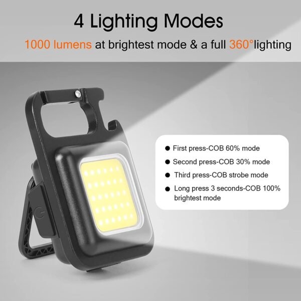 LED Battery Operated Keychain Flashlight with Folding Bracket Bottle Opener (1 Pc) - Image 5