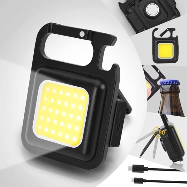 LED Battery Operated Keychain Flashlight with Folding Bracket Bottle Opener (1 Pc) - Image 3