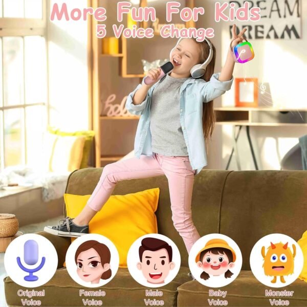 Mini Portable Blue-Tooth Karaoke Speaker with Wireless Microphone and Dynamic Lights (Multicolor) (1) - Image 9