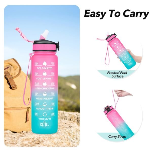 1 litre Motivational Fitness Sport Water Bottle with Straw & Time Maker, Leak-proof, BPA-free - Image 6