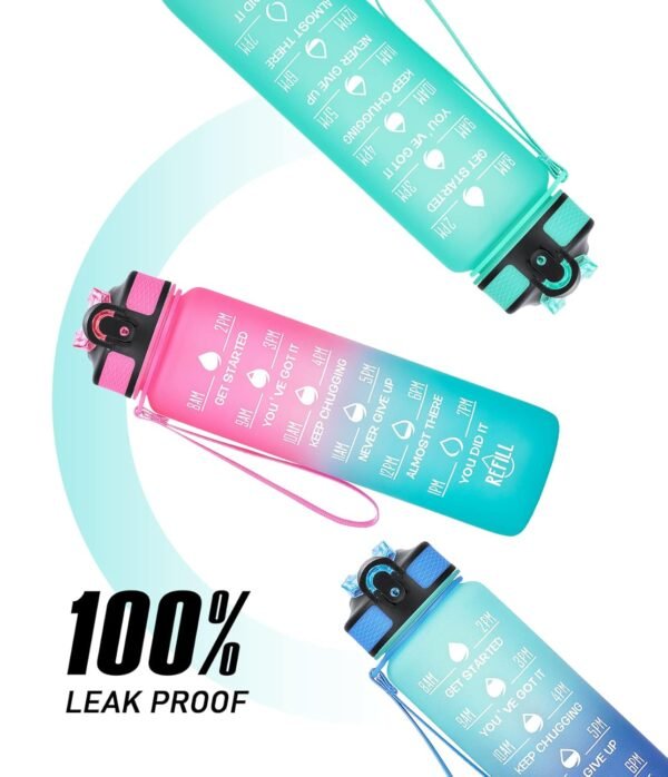 1 litre Motivational Fitness Sport Water Bottle with Straw & Time Maker, Leak-proof, BPA-free - Image 8