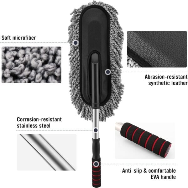 Super Soft Microfiber Car Duster Exterior with Extendable Handle - Image 2