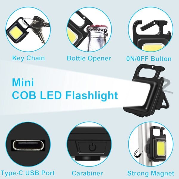 LED Battery Operated Keychain Flashlight with Folding Bracket Bottle Opener (1 Pc) - Image 10