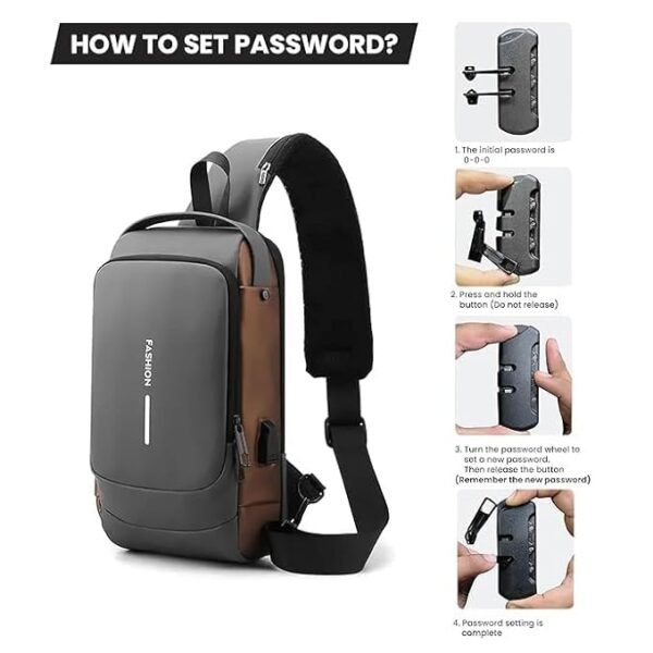 Anti-Theft Waterproof Sling Bag with USB Charging – Unisex Crossbody Chest Bag (1Pc) - Image 7