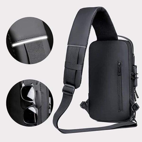 Anti-Theft Waterproof Sling Bag with USB Charging – Unisex Crossbody Chest Bag (1Pc) - Image 6