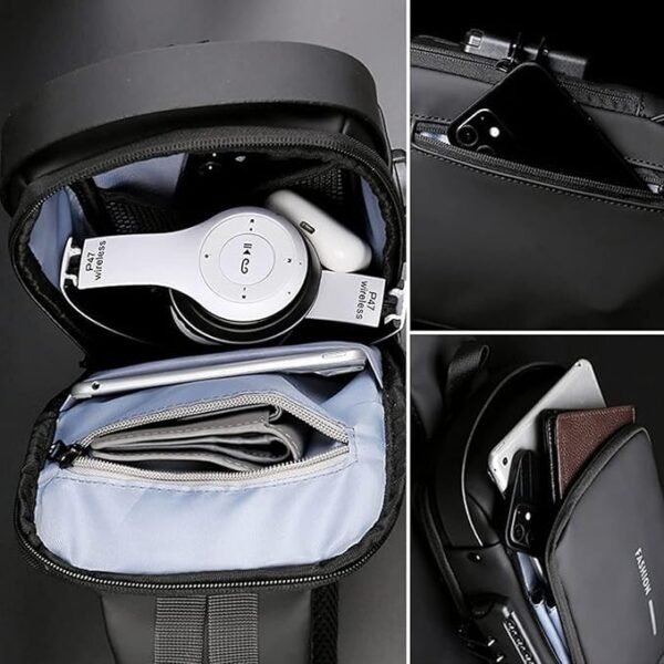 Anti-Theft Waterproof Sling Bag with USB Charging – Unisex Crossbody Chest Bag (1Pc) - Image 5