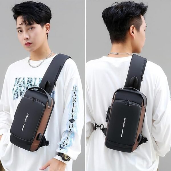 Anti-Theft Waterproof Sling Bag with USB Charging – Unisex Crossbody Chest Bag (1Pc) - Image 3