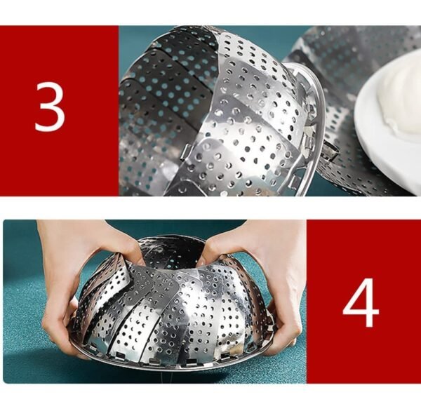 Stainless Steel Foldable Vegetable Steamer Basket (1Pc) - Image 6