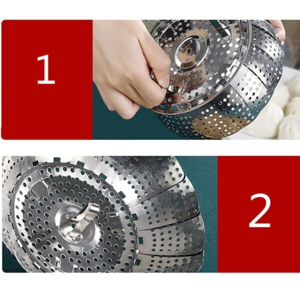 Stainless Steel Foldable Vegetable Steamer Basket (1Pc) - Image 5