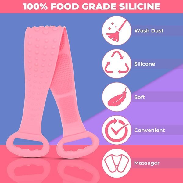 Silicone Body Back Scrubber - Double-Sided Exfoliating Shower Brush - Image 6