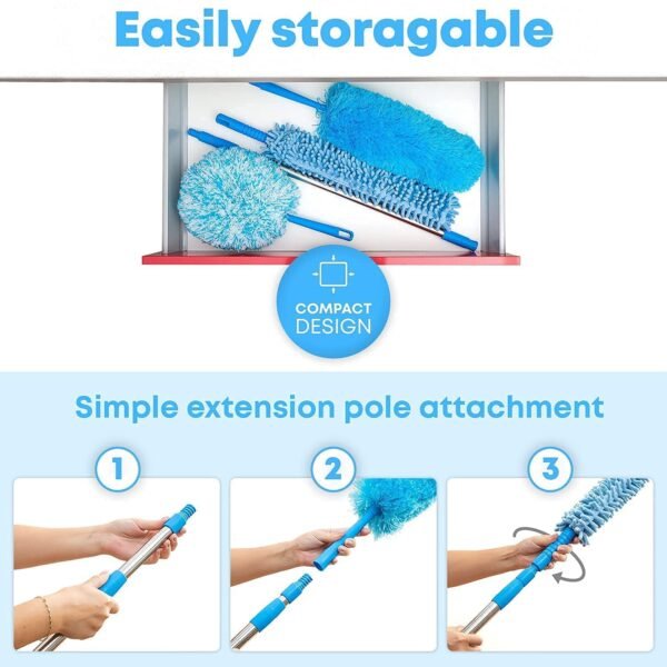 Microfiber Fan Cleaning Brush – Long Rod (Multicolor) - Image 7