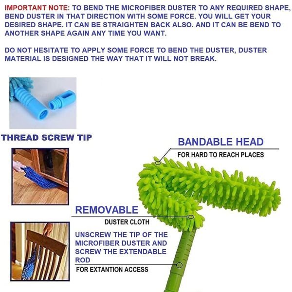Microfiber Fan Cleaning Brush – Long Rod (Multicolor) - Image 5