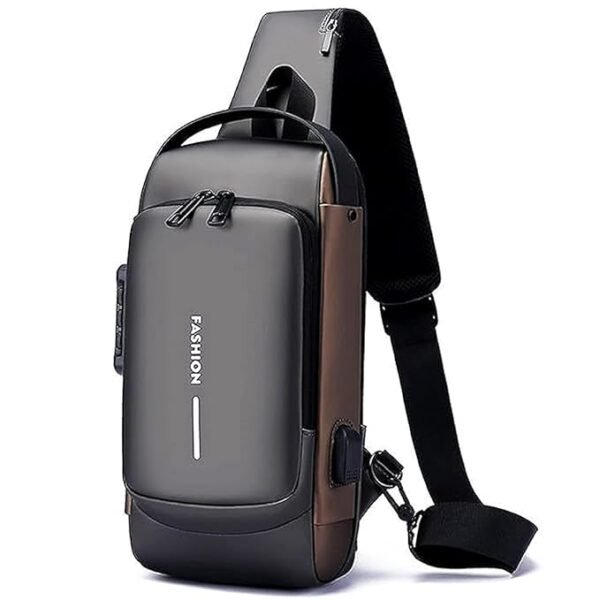 Anti-Theft Waterproof Sling Bag with USB Charging – Unisex Crossbody Chest Bag (1Pc)