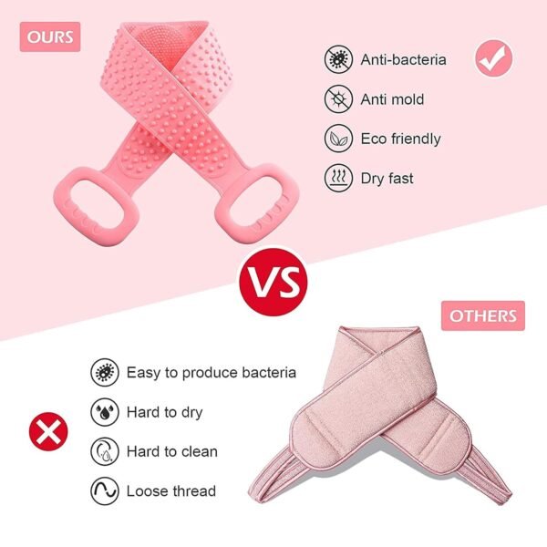 Silicone Body Back Scrubber - Double-Sided Exfoliating Shower Brush - Image 3