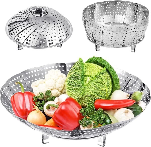 Stainless Steel Foldable Vegetable Steamer Basket (1Pc)