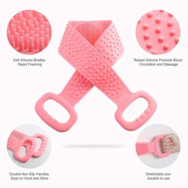 Silicone Body Back Scrubber - Double-Sided Exfoliating Shower Brush - Image 2