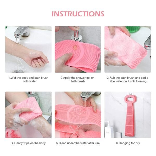 Silicone Body Back Scrubber - Double-Sided Exfoliating Shower Brush - Image 4