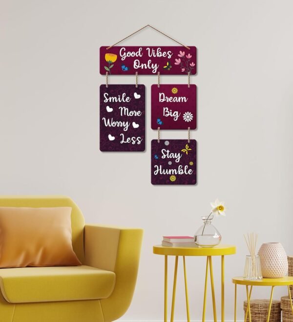 Good Vibes Only Wall Hanging for Wall Decor (MDF Wooden, 1PC) - Image 3