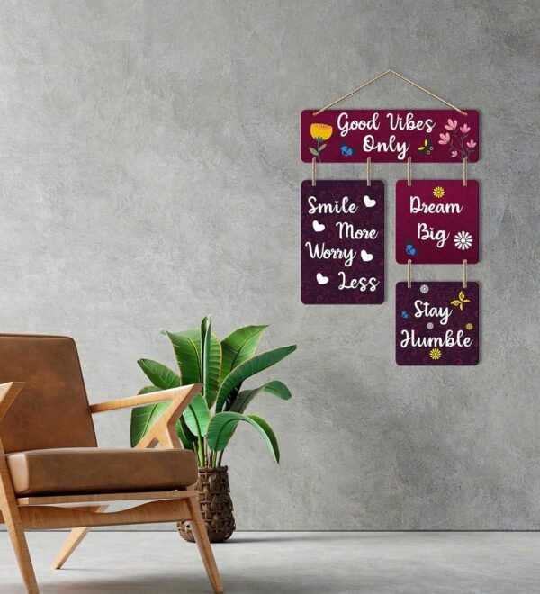 Good Vibes Only Wall Hanging for Wall Decor (MDF Wooden, 1PC) - Image 5