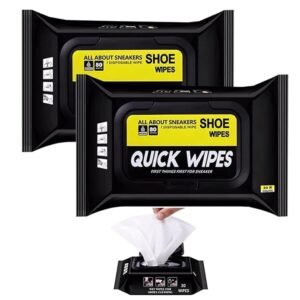 Shoe Cleaning Wipes (Pack of 2 x 80 Wipes) | Sneaker Cleaner Wipes for White Shoes, Leather, Canvas & Mesh | Instant Shoe Cleaner, Dirt & Stain Remover | Portable Sneaker Cleaning Kit (160 Wipes)